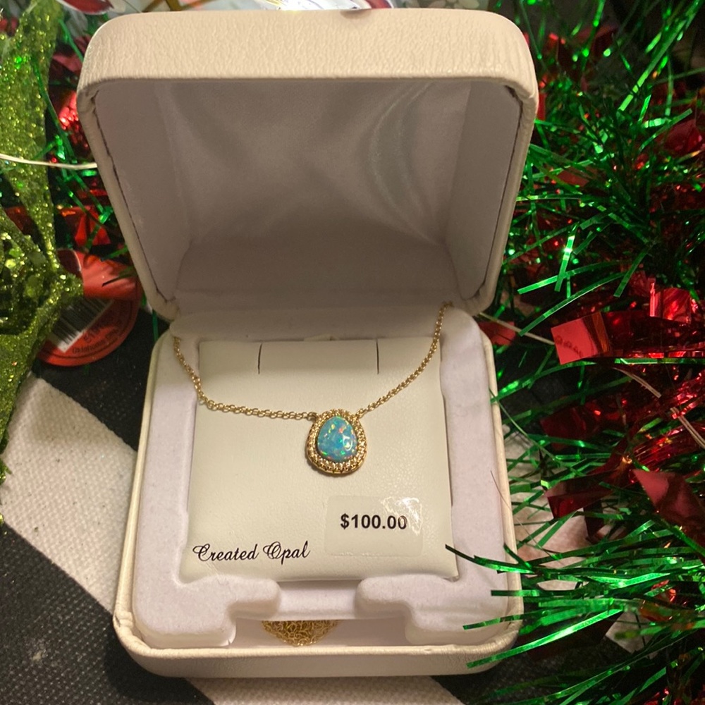 Opal gold plated Chain Necklace NWT stamp PAJ925